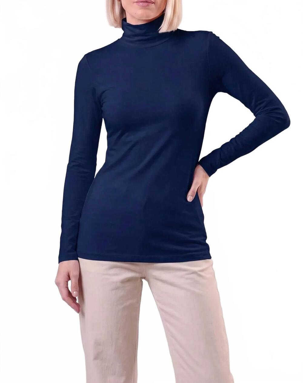 NEW TEES BY TINA mock neck with sleeves top in ink